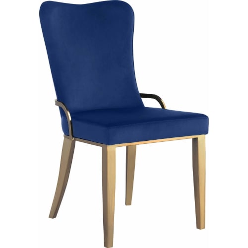 Riley Dining Chair Blue Velvet & Brushed Gold (Set of 2)